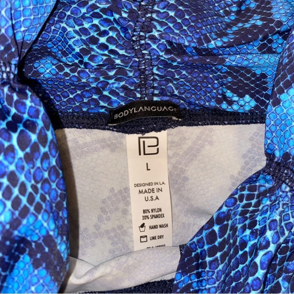 Body Language Leggings Snakeskin Python Print Blue High Rise Large Shrilled RARE - Picture 4 of 4